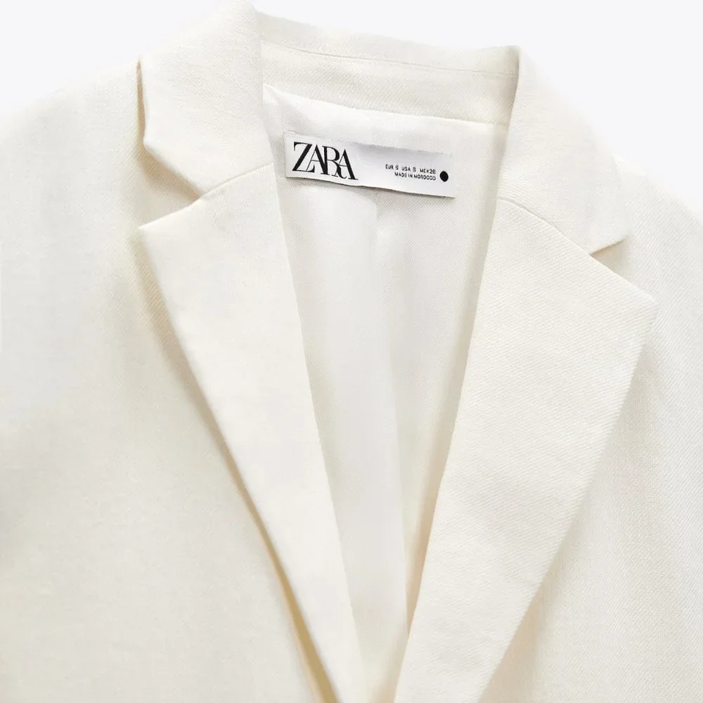 Zara Linen Blazer And Pants Suit Oyster White NWT